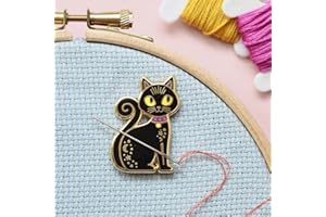 Caterpillar Cross Stitch Needle Minder - Black Cat for Cross Stitch, Sewing, Embroidery and Needlework Accessories, Enamel and Magnetic