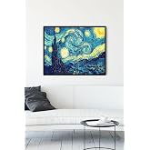 Postermanya (pster13987) Vincent Van Gogh - Yıldızlı Gece Sanatsal &Ccedil;er&ccedil;eveli Tablo (40x50cm)