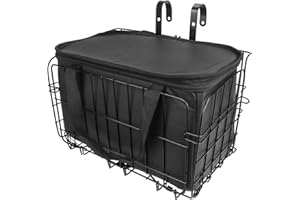 Spesh Panier Avant Pliable pour Vélo avec Doublure Noire, Design à Libération Rapide, Panier de Vélo en Métal pour Transporter Les Courses