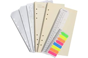 Wonderpool 320 Pages Blank/Lined A5 Refill Paper Inserts Binder Loose Leaf Paper, Dividers, Pocket, Neon Page Marker, Bookmark, Stencils for Refillable 6 Ring Binder Journal Notebook Diary Planner(A5)