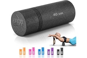 FX FFEXS Foam Rollers for Muscles, Foam Roller for Back Pain, Massage Roller, Muscle Roller, Back Roller, Exercise Roller for Physio, Yoga, Gym or Pilates, 40 cm, Black, High Density