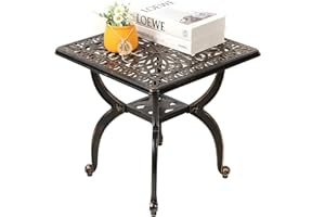 TANGXIAOQI Im Freien gegossener Aluminium-Beistelltisch, Patio-Beistelltisch, Hinterhof, Pool, Innenbereich, einfache Wartung, wetterbeständiger Couchtisch, Porch Table, Bistrotisch (47Fang antikes Kupfer)