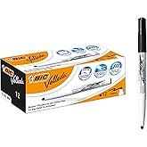 BIC Velleda 1741 Rotuladores de Pizarra Punta Media Para Pizarra Blanca, Óptimo para la Escuela y la Oficina, Color Negro, Ca