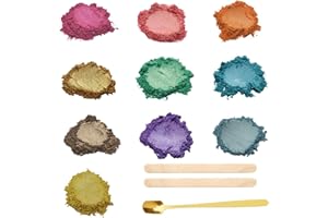 Canollo Epoxidharz Farbe Mica Pulver, 10 Farbe × 3g Farbpigmente für Gießpulver, Perlglanz Epoxidharz Pigment für Seifenfarbe, Kerze, Schmuckherstellung, Kosmetischer, Nagellack, Badebomben, Malerei