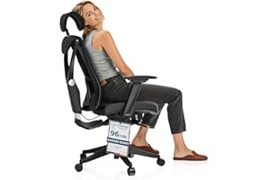 Desktronic Regulowane ergonomiczne krzesło biurowe, krzesło biurkowe z podparciem lędźwiowym, przyjazne dla pleców, bez bólu pleców, krzesło komputerowe, regulacja wysokości i ochrona pleców, szeroka