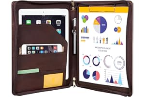 ‎CALFINDER Calfinder Dünn A4 Klemmbrettmappe, Konferenzmappe Leder, Präsentationsmappe a4, Schreibmappe mit A4 Fächer Block/Reißverschluss, Professionelle Leder Organizer Mappe für Männer/Frauen