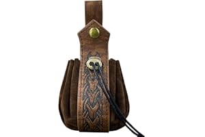 JAOYU Mittelalterliche Kunstleder Tasche Vintage Mittelalterliche Kordelzug Tasche Leder Gürtel Tasche Taille Pack Leder Renaissance Tasche für Männer Frauen