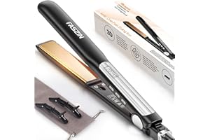 Faszin Hair Straighteners, Ionic Titanium Plate for Smooth Shiny Results, 20S Fast Heat Up Flat Iron, Clear LCD Display (Black)