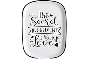 SCALZE Farmhouse Modern Kitchen Ceramic Large Spoon Rest, The Secret Ingredient is Always Love Funny White Cooking Utensil Rest Spoon Holders for Mom Grandma Women Chef Kitchen Counter Stove Top
