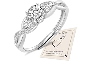 HEEYA Ringe für Damen Sterling Silber 925 Plattiert Ringe Verstellbarer Ring Ewigkeit Verlobungsring Verdrehtes Seil 5A Zirkonia Eheringe Promise Ring für Frauen mit Geschenkbox