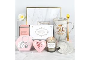 YYDSXK Regalo Donna Compleanno 50 Anni, Idee Regalo per Donna, Tazzine da Caffè Set Regalo Donna, Regali Originali Donna, Regalo Mamma Compleanno, Regalo 50 Anni Donna per Moglie, Mamma, Amica