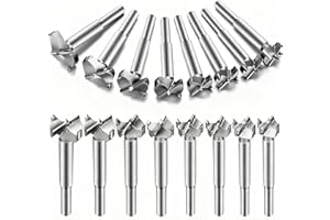 Meche Forstner pour Bois, Aohoo 16Pcs Foret Forstner, Acier Tungstène, Longueur 80 mm, Mèche à Fond Plat, Mèche Bois avec Pointe de Centrage pour Faire Des Trous à Fond Plat Propres Dans Le Planche