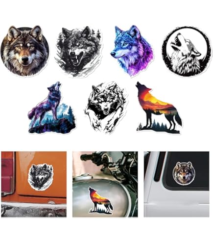 Wolf Aufkleber für Laptop(50 PCS),Geschenk für Kinder Teens Erwachsene Jungen,Vintage Wasserdichte Aufkleber für Wasserflaschen,Vinyl Stickers für Scrapbook,Skateboard,Auto