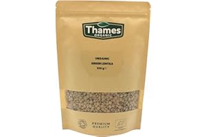 Organic Green Lentils - Raw, Vegan, High Fibre, High Protein, Certified Organic, GMO-Free, No Additives, No Preservatives - Perfect for Meal Prep - Thames Organic 1kg