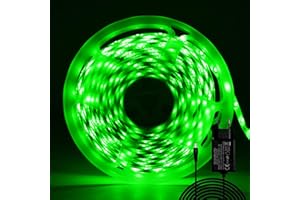 ShineBurky Striscia LED 5 Metri 12V Verde, Luci LED Striscia Luminoso IP65 Impermeabile 300LEDs Strisce LED Flessibili per Interno Esterno Cucina Hotel Natale Decorazione (con Alimentatore)