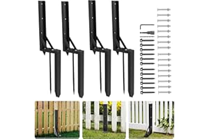 ANMAS POWER Fence Post Repair Spike 4 Pack - Heavy Duty Ground Spike for Tilted or Broken Wooden Fence Posts, Durable Fence Post Support for Secure Garden Fencing
