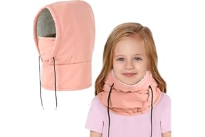 AYPOW Pasamontañas Niños de Invierno, Gorro Térmico Impermeable con Máscara de Esquí Ciclismo, Prueba de Viento Cálido Sombreros Gorro Forro Polar con Capucha Calentador de Cuello Niños Niñas