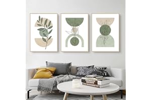 EXQUILEG Zestaw 3 plakatów, boho, abstrakcyjne rośliny, kwiaty, obrazy na płótnie, abstrakcyjne obrazy na płótnie, nowoczesne obrazy do salonu, sypialni, bez ramy (40 x 50 cm, B)