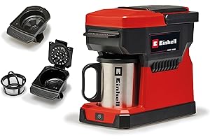 Einhell Machine à café sans fil TE-CF 18 Li-Solo Power X-Change (18V, 2-en-1 : machine à café filtre et machine à café à dosettes ) Livré sans Batterie ni Chargeur