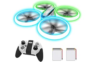 AVIALOGIC Q9 Drones for Kids,RC Drone with Altitude Hold and Headless Mode,Quadcopter with Blue & Green Lights,Propellers Full Protect and Double Batteries,Easy to fly Gift Toy for Boys and Girls
