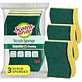 Scotch Brite Scrub Sponge -Pack of 3 for everyday utensil cleaning (Kitchen Scrubber with Sponge)
