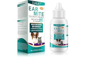 BODIIWULIU Aceite de ácaros del oído 22ml - Cuidado suave de las orejas de perros, gatos y roedores, eliminación de ácaros, adecuado para todo tipo de animales pequeños, limpieza profunda de las orejas