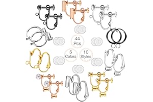 Hicarer 10 Paia Orecchini Non Forati a Clip Componenti Convertitore con Post per Orecchie Non Forate, con 12 Paia Cuscinetti Orecchini di Comfort per Donne e Ragazze (Serie Multi-Tipo)