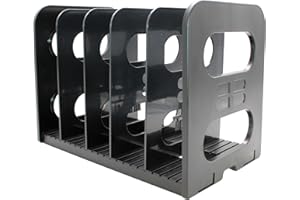 Adventa Desk File Organiser, Sturdy Plastic Desktop 5 Section Magazine File Holder, Folder Organiser, A4 File Holder and Book Storage for Desk at School, Home and Office (Black)