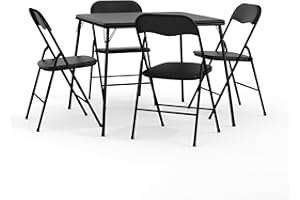 Flash Furniture 5 Piece Black Folding Card Table and Chair Set,85.09 x 85.09 x 70.49 cm