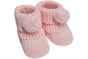 Nursery Time Royal Icon Newborn Baby Boys Girls Booties Knitted Pom Pom Booties Soft Baby Bootees NB-3 Months 116-377