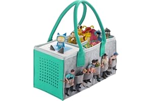 CHEDIN Tonie Toniebox Accessoires - Organiseur de coque de protection avec rangement pour figurines - Sac de rangement pour kit de démarrage Toniebox et sac de transport Tonies, gris et bleu clair,