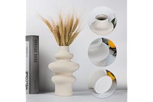The7boX Vase en Céramique, Céramique Moderne Blanche, Vase Décoratif, Vase Pampas Herbe, Vase en Céramique, Tapis en Céramique Blanche, Vase en Céramique Blanche