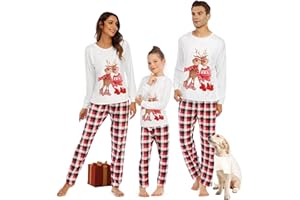 Solutra Weihnachtspyjama Familie Set Einteiliger Pyjama,Weihnachts Pyjama Familie Set Weihnachts Schlafanzug, Weihnachten Nachtwäsche Partner für Damen Herren Kinder