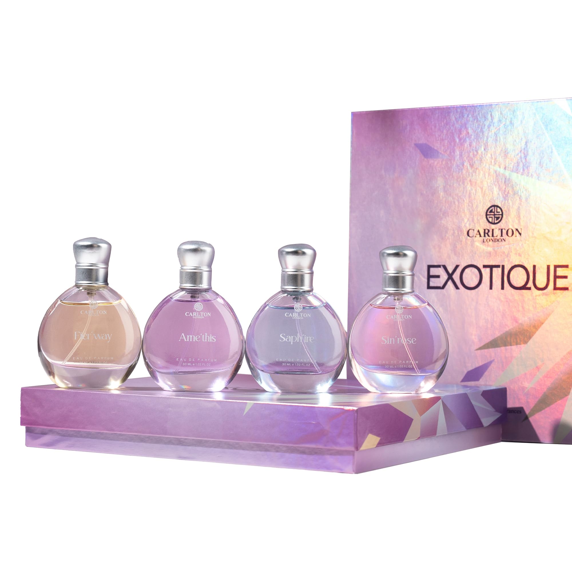 Carlton London Exotique Gift set of 4 premium perfume - 30ml each I Orange, Cedar, Honey and Rose fragrance I luxury EDP perf