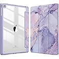 FINTIE Hybrid Case for iPad 6th/5th Gen (2018-2017) and iPad Air 2/Air 1 (2014-2013) - 9.7 Inch Shockproof Hard Shell Clear Cover with Pencil Holder, Lilac Marble