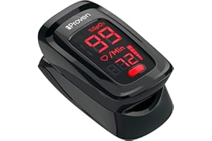 IPROVÈN iProven - Oxygen Saturation Monitor, Fingertip Pulse Oximeter, Monitor Your Heart Rate and O2 Level, Clinically Accurate (Black-Red)