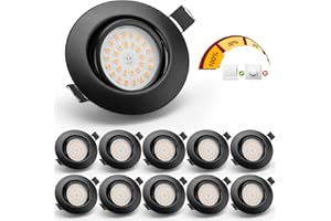 Gr4tec Spot Encastrable LED Noir Dimmable, 10 x 5.5W Spot LED Extra Plat 30mm 3000K Blanc Chaud 600LM 83Ra, Spot Plafond Orientable, Trou Φ68-80mm, Spot Encastré LED pour Cuisine Chambre Salon
