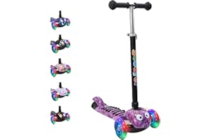 Habib Gruppe Kinderroller, 3-Räder, Kinderscooter für Jungen & Mädchen 3-8 Jahre mit LED-Rädern, Höhenverstellung, rutschfest, Max. 50 KG