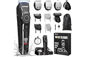 ‎SUPRENT SUPRENT Barttrimmer Herren, All-in-1Bartschneider Nasenhaartrimmer Kabellos, 210 Min Laufzeit & Wasserdicht Rasierer Elektrisch mit 40 Längen, Trimmer für Gesicht/Kopf/Körper