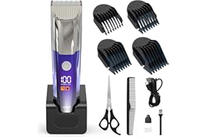 Apiker Tagliacapelli Uomo Professionale, Macchinetta per Capelli, Rasoio Elettrico Barba Capelli Lama Regolabile Acciaio Carbonio Ceramica con 4 Pettini Set, Macchinetta Regolabarba Display a LCD