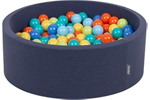 KiddyMoon Bällebad 90X30cm/300 Bälle ∅ 7Cm Bällepool Mit Bunten Bällen Für Babys Kinder Rund, Blau:Hellgrün/Orange/Türkis/Blau/Babyblau/Gelb