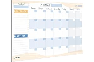 PACKLIST® Monatsplaner Block A4 ohne Festes Datum. Terminplaner, Familienplaner mit Monatsziel, To-Do-Liste, Notizen, großem Notizfeld - Exklusive Kalender mit ECO-Verpackung