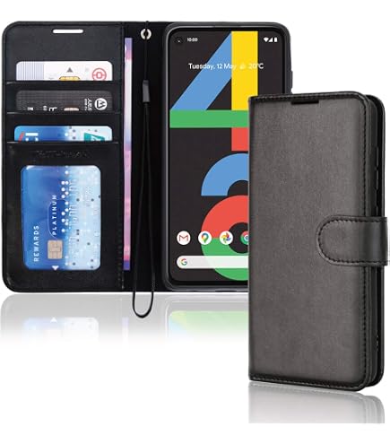 StilGut Custodia In Pelle Per Google Pixel 4a 4G - Flip Case A Portafoglio, Made In Hand, Chiusura A Clip, Colore Cognac Anticato - 3