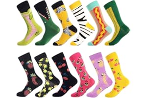 BONANGEL Chaussettes amusantes pour homme, colorées et amusantes à motifs, en coton peigné, chaussettes de bureau, mi-mollet cool, design unique et frappant