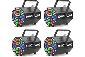 GLOWINGSTAGE Nebelmaschine, 4 PC 18 RGB LED mit Fernbedienung, leuchtstarken LEDs, Farbverlauf, Sprung, Puls, Stroboskop, für Partys, Weihnachten, Halloween, DJs, Bühnen und Outdoor