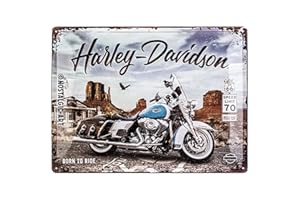 Nostalgic-Art Cartel de Chapa Retro, Harley-Davidson – Route 66 Road King – Regalo para Motociclistas, metálico, Diseño Vintage Decorativo, 30 x 40 cm