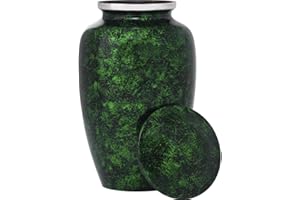 Eternal Harmony Cremation Urn for Human Funeral Ashes with Elegant Finishes to Honor and Remember Your Loved One (Carefully Handcrafted) Green Silver
