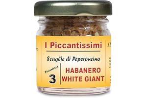 I Piccantissimi - HABANERO WHITE GIANT peperoncino piccante in vasetto da (13 gr) - Scaglie di Peperoncino a lunga conservazione - peperoncino Habanero coltivato in Italia (300.000 SHU)