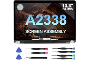JQYDZH Bildschirm Ersatz für MacBook Retina 13 Zoll M1 A2338 2020 Jahr EMC 3578 LCD Display Bildschirm Komplett Vollmontage Reparaturteil (Grau)