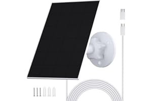 RHORAWILL Pannello Solare per Telecamera di Sorveglianza,Pannelli Solari da 2,5W per Batteria DC 5V per Telecamera Esterna,Campanello e Illuminazione Esterna, Micro USB&Type C Inclusi,Cavo da 3m, IP65(1 Pack)